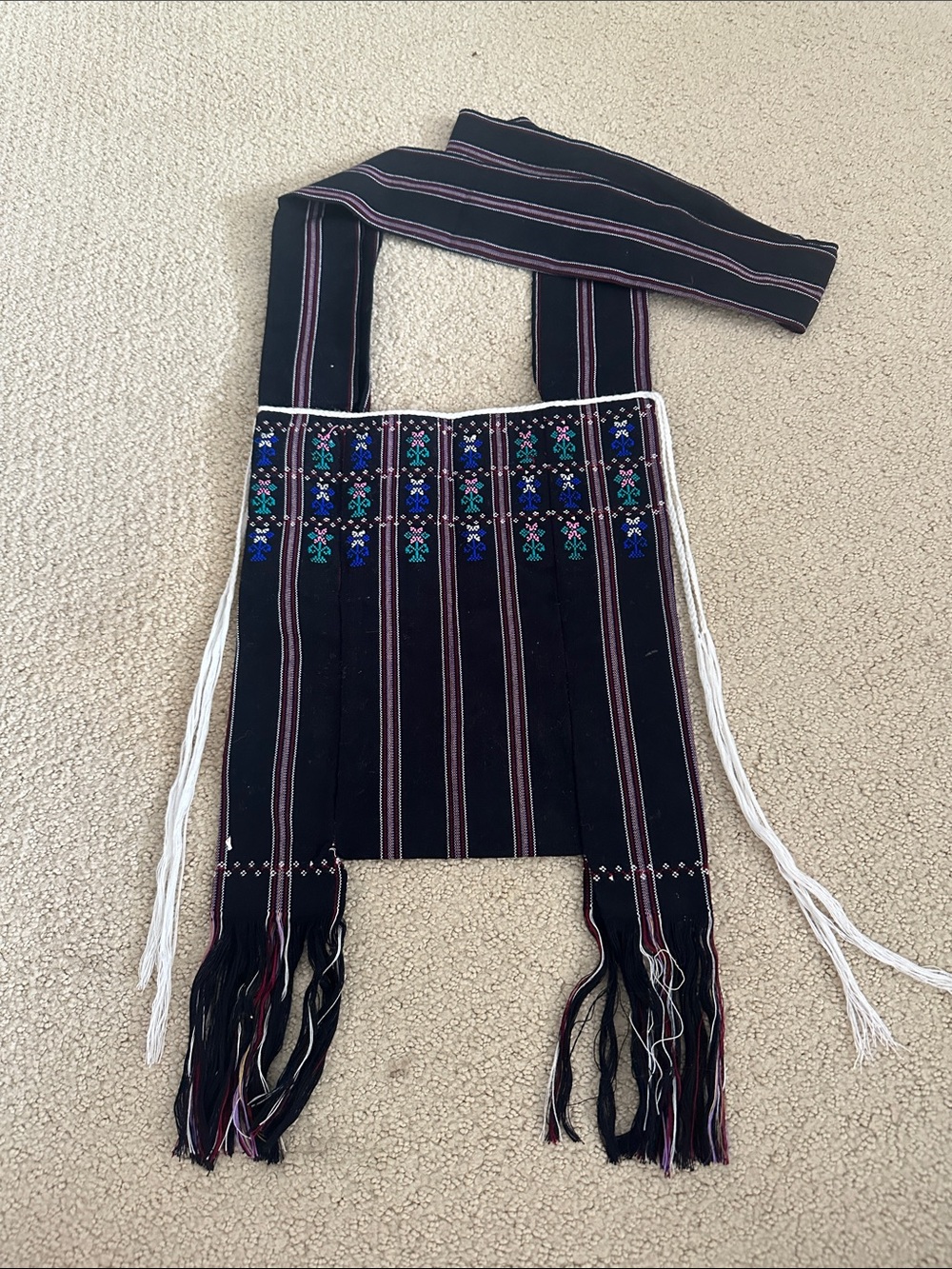 Embroidered Boho Crossbody Bag with Fringe - Handmade in Thailand